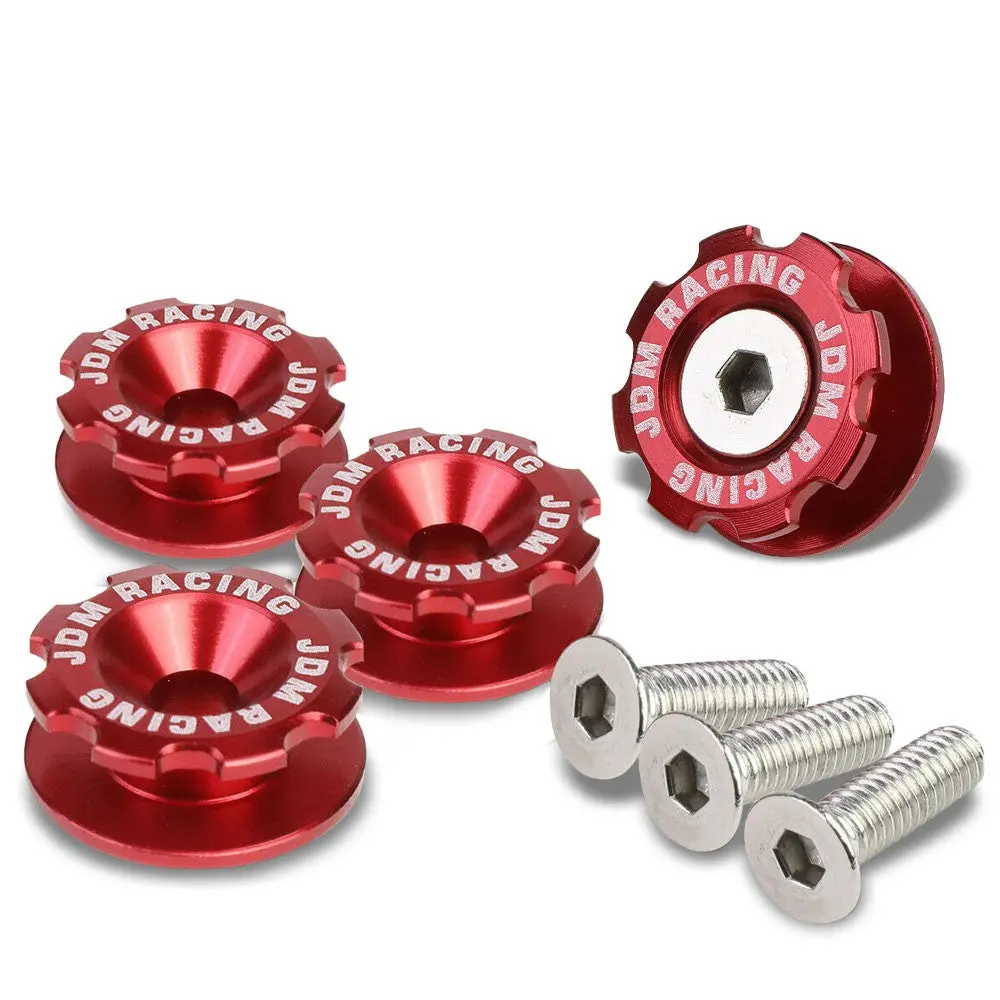 Red Gear Style Aluminum 11Mm X 24Mm Universal Fit Bumper Quick Release Fastener 1