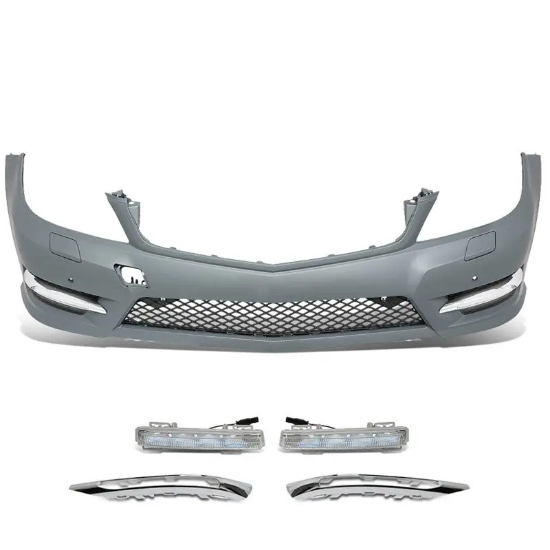 Amg Style (W/Pdc) Front Bumper+Lower Grille+Fog Light For Benz 12-14 C-Class 4Dr 1