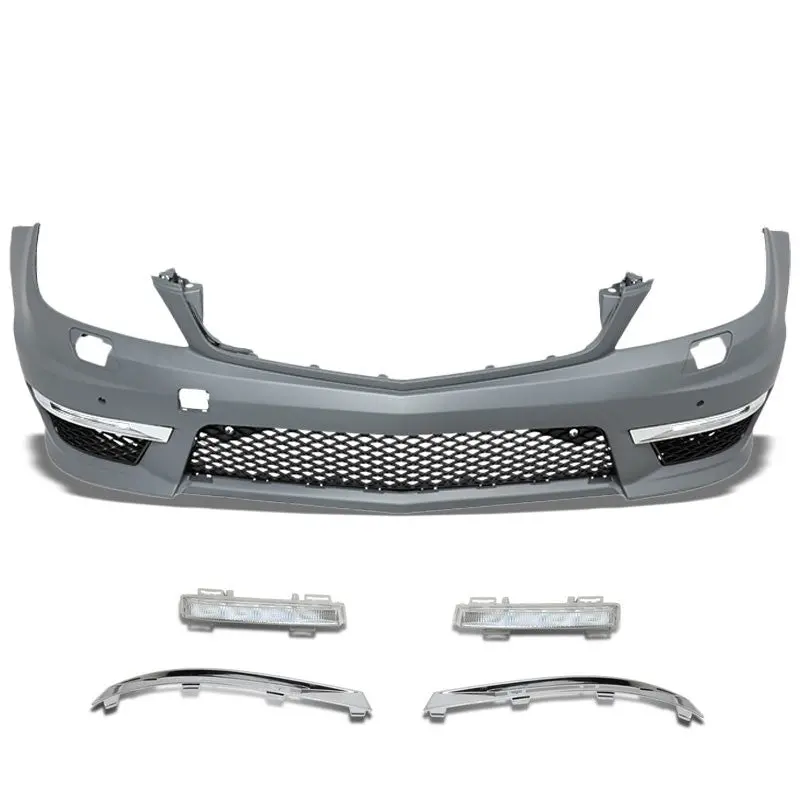 C63 Style (W/Pdc) Front Bumper+Lower Grille+Fog Light For Benz 12-14 C-Class 4Dr 1