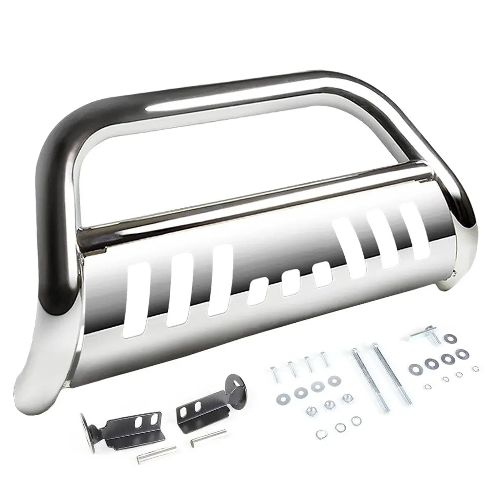 Chrome Bull Bar Bumper Grille Guard Skid Plate For Chevy 07-13 Silverado 1500 1
