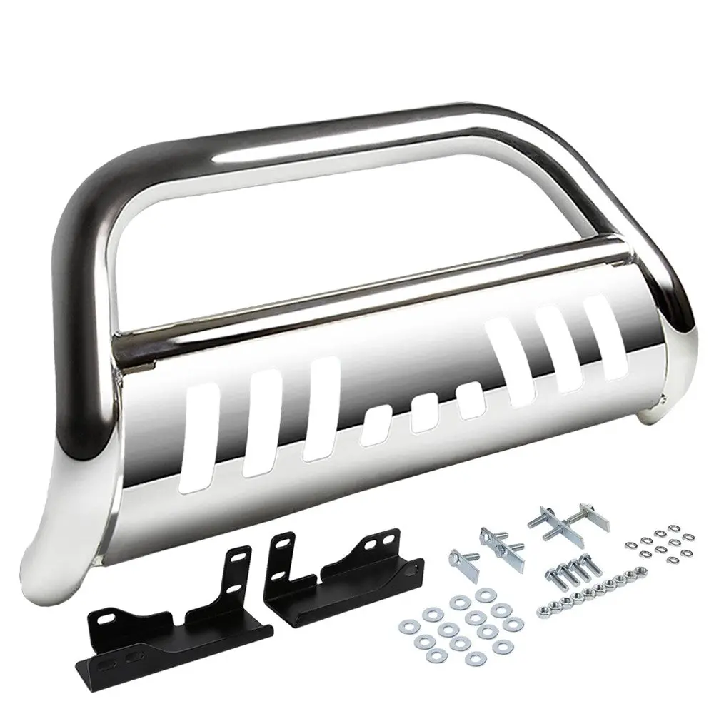 Chrome Bull Bar Bumper Grille Guard Skid Plate For Chevy 14-16 Silverado 1500 1