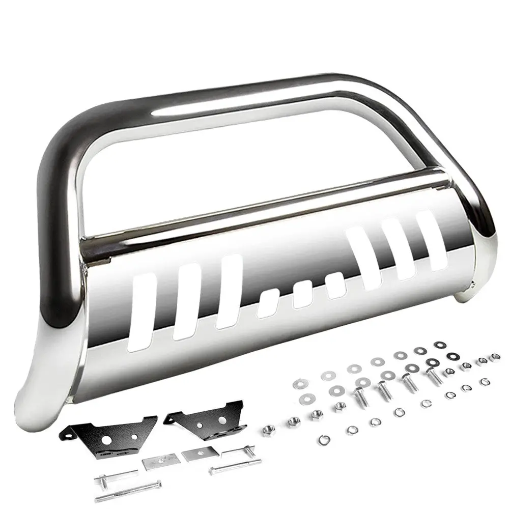 Chrome Bull Bar Push Bumper Grille Guard Skid Plate Kit For Ford 97-04 F150/F250 1