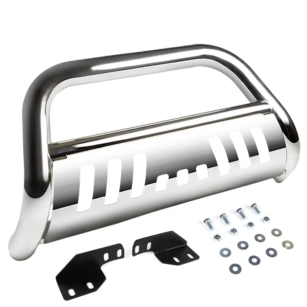 Chrome Bull Bar Push Bumper Grille Guard Skid Plate Kit For Toyota 07-16 Tundra 1