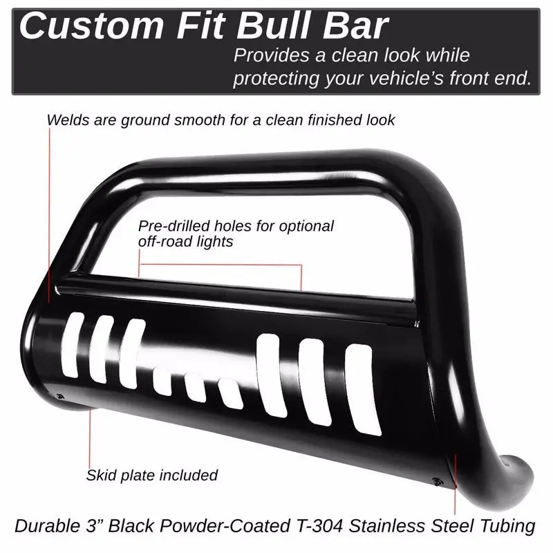 Black Bull Push Bar Bumper Grille Guard Skid Plate Kit For Toyota 05-15 Tacoma 2