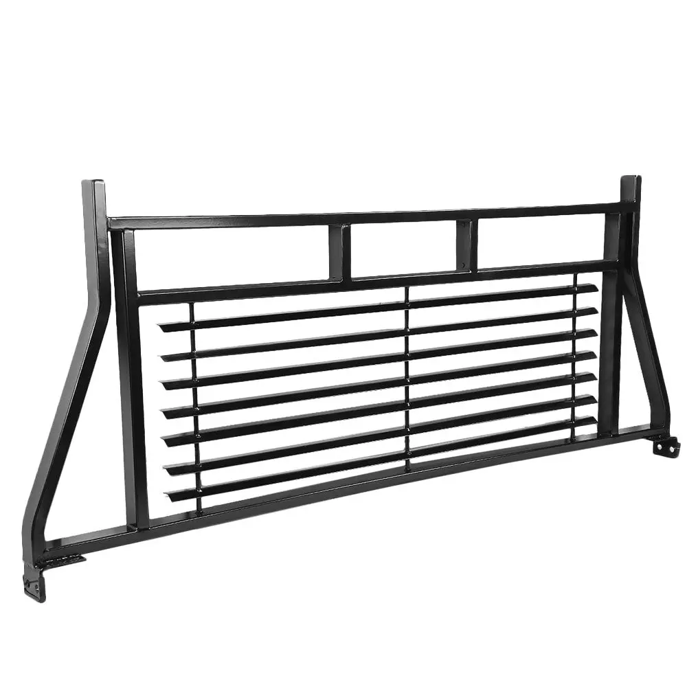 Black Pickup Bed Louvered Window Guard Headache Rack For 99-17 F-250/350/450 Sd 1