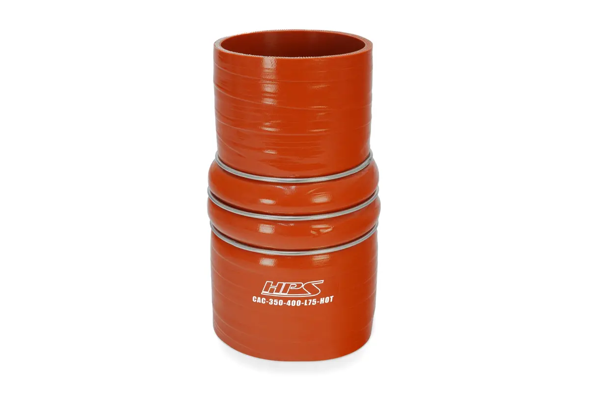 Hps 3-1/2" - 4" (89-102Mm) Id Orange 4Ply Silicone Charge Air Cooler Cac Hose Reducer 7.5" Length Hot Side 1