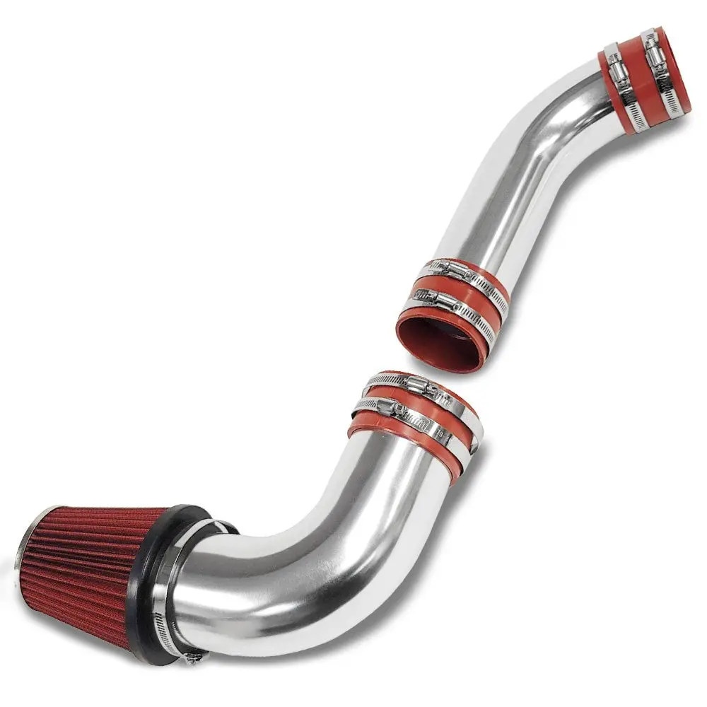 Cool Cold Air Intake Kit Polish Pipe+Red Filter For Ford 89-93 Mustang 5.0L V8 1