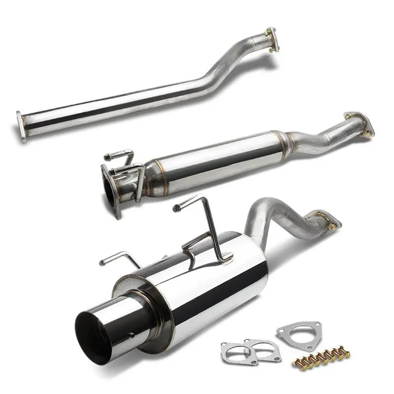 Exhaust Catback System 4.00" Round Muffler Tip With Silencer For 02-06 Acura Rsx Type-S 2.0L K20a2/K20z1 (Dc5) 1