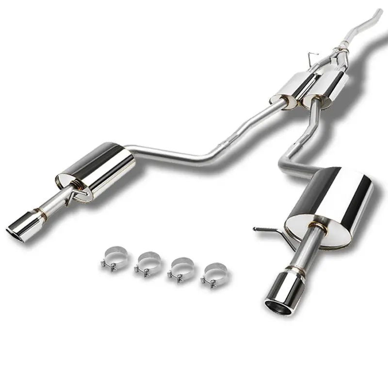 3" Dual Slant Muffler Tip Exhaust Catback System For 02-08 A4 Quattro 1.8L/2.0L 1