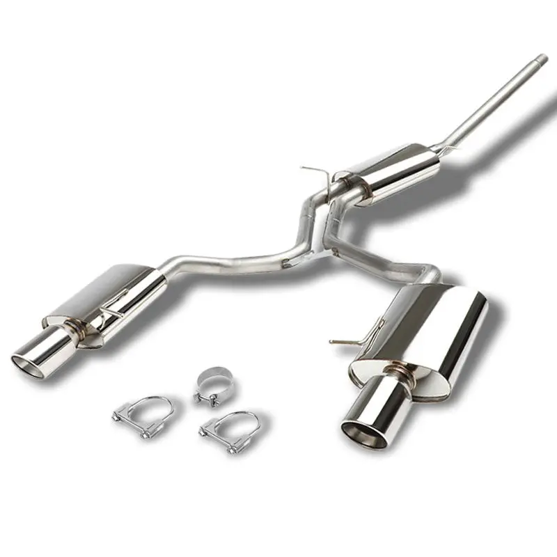 4" Dual Slant Muffler Tip Exhaust Catback System For 06-09 Audi A4 Sedan Coupe 2.0L Turbo Fwd 1