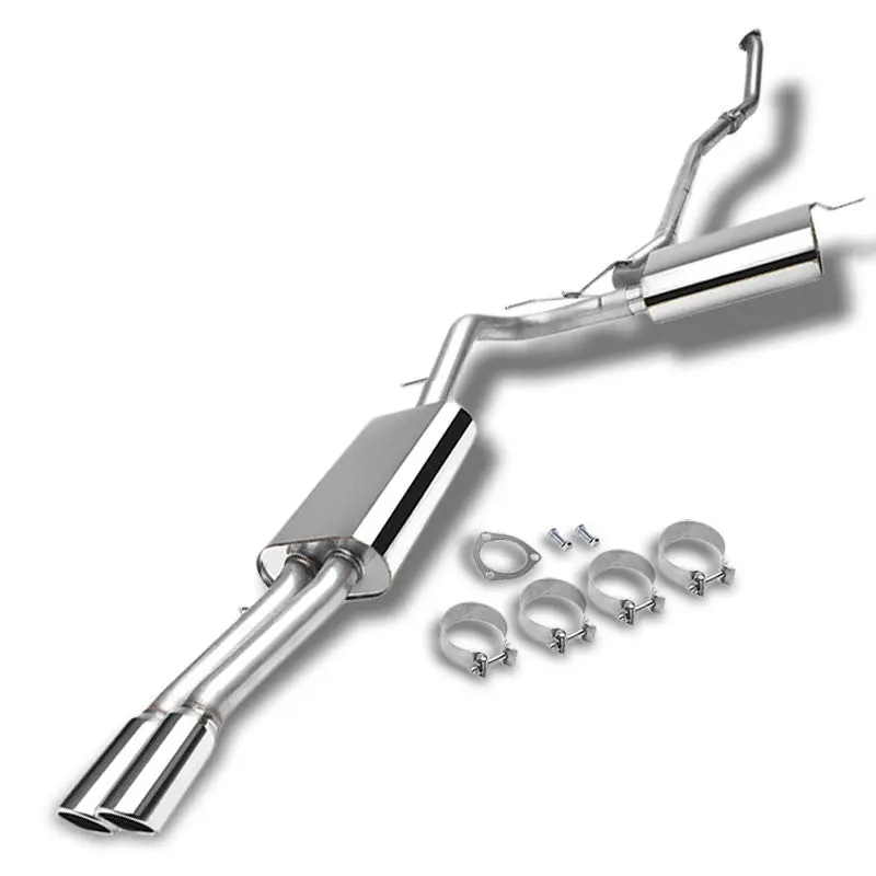 4" Dual Slant Double Wall Muffler Tip Exhaust Catback System For 97-01 A4 1.8L 1