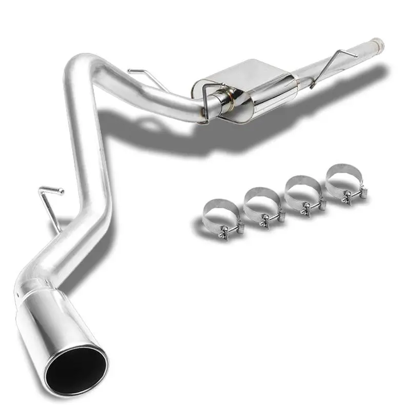 Exhaust Catback System 4.00" Round Slant Muffler Tip For 09-13 Silverado/Sierra 1500 Standard Cab Long Cab 1