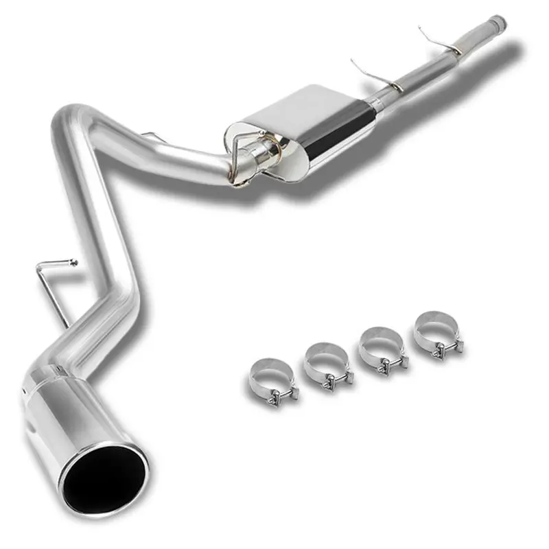 4" Slant Muffler Tip Exhaust Catback System For 07-13 Silverado 1500 4.8L/5.3L 1