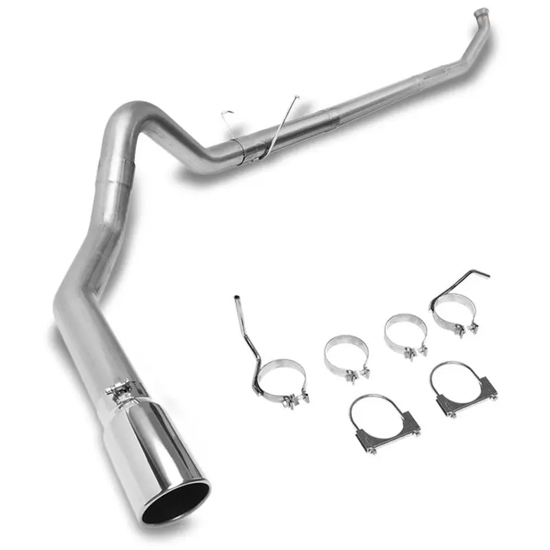 5" Round Tip Rolled Edge Straight Turboback Exhaust For 05-07 Dodge Ram 3500 5.9 1