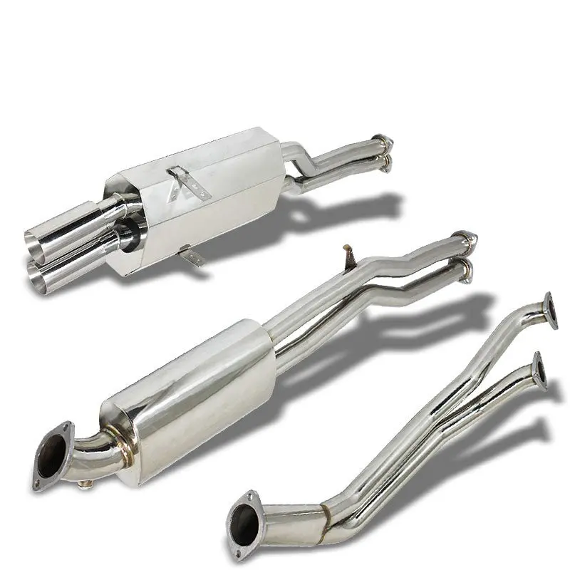 3" Dual Round Muffler Tip Exhaust Catback System For 92-95 Bmw 325I E36 Base 1