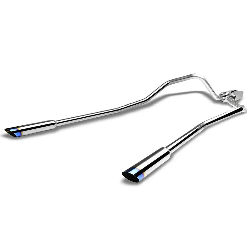 Exhaust Catback System 3.50" Round Slant Burnt Muffler Tip For 04-08 Ford F-150 4.6L/5.4L V8 Supercab & Supercrew Cab 1