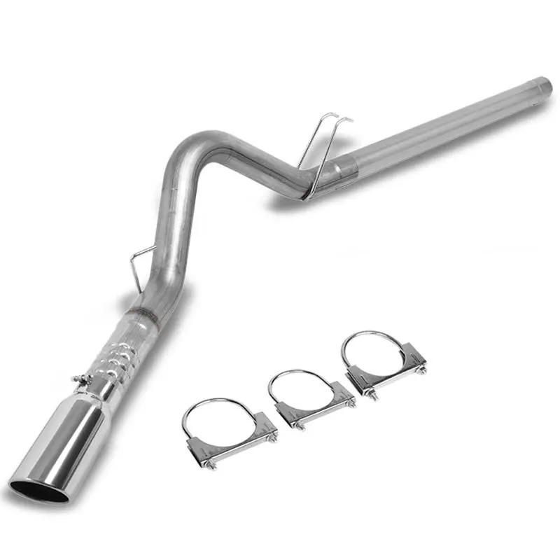 5" Tip Rolled Edge Particulate Filter Back Exhaust For 08-10 Ford Super Duty 1