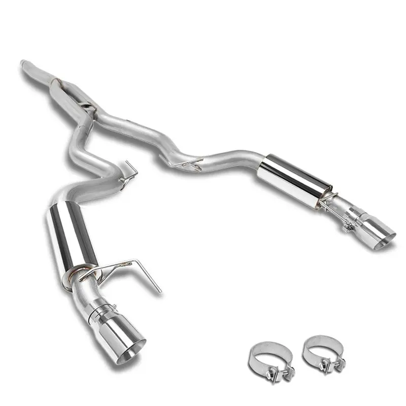 4" Slant Roll Muffler Tips Exhaust Catback System For 15-18 Mustang Ecoboost 1
