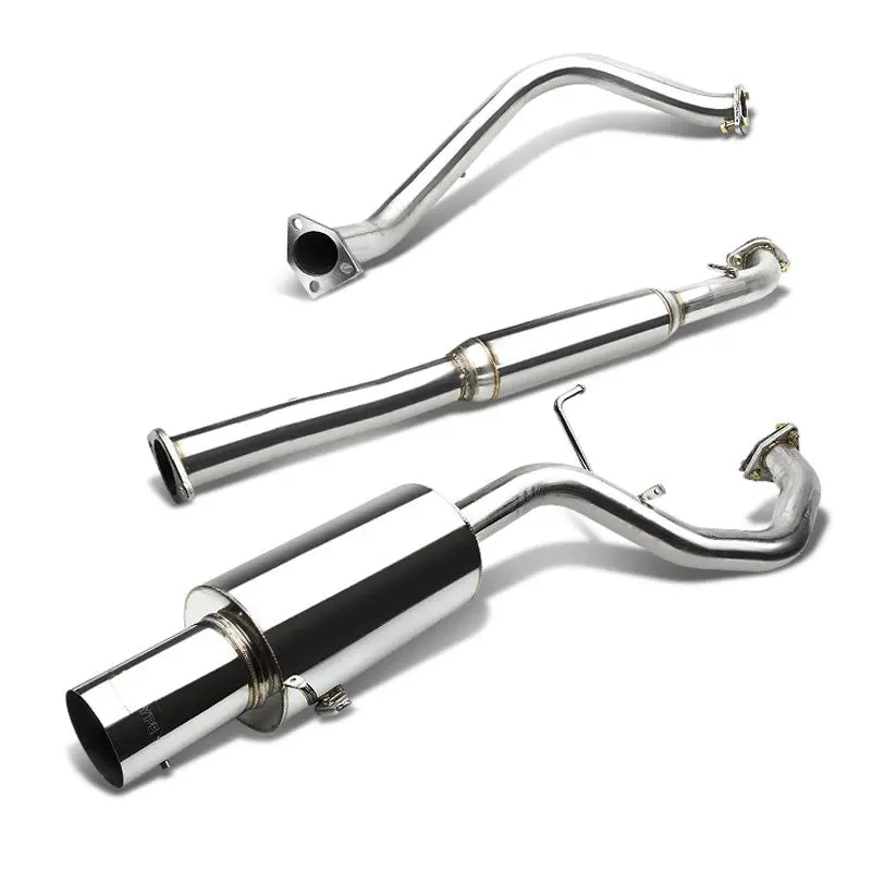 Exhaust Catback System 4.00" Round Muffler Tip With Silencer For 99-03 Mitsubishi Galant 2.4L (8Th Gen) 1