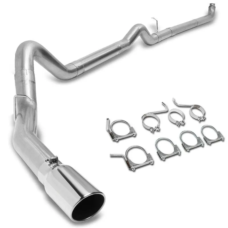 5" Round Tip Rolled Edge Straight Turboback Exhaust For 01-07 Sierra 2500Hd 6.6L 1