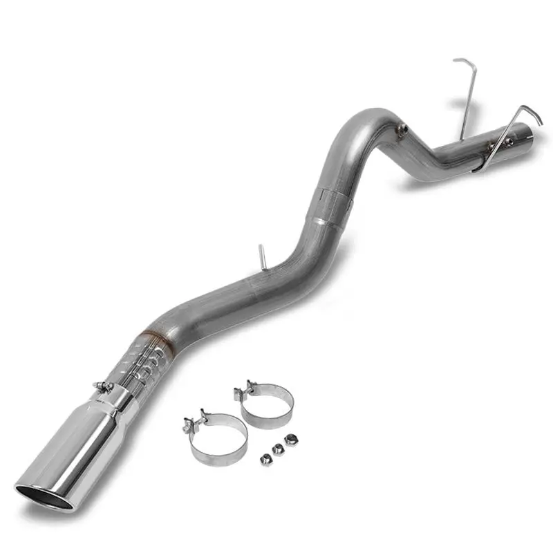 5" Round Tip Rolled Particulate Filter Back Exhaust For 11-19 Sierra 2500Hd 6.6 1