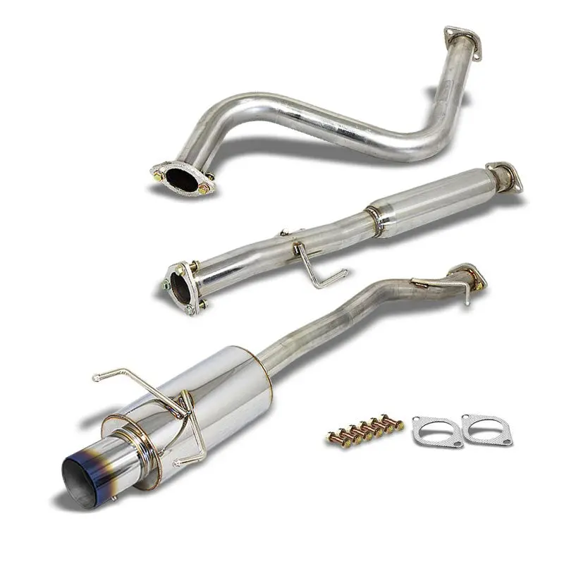 Exhaust Catback System 4.00" Burnt Muffler Tip With Silencer For 90-93 Honda Accord Coupe/Sedan Cb1/ Cb2/ Cb3/ Cb4 1