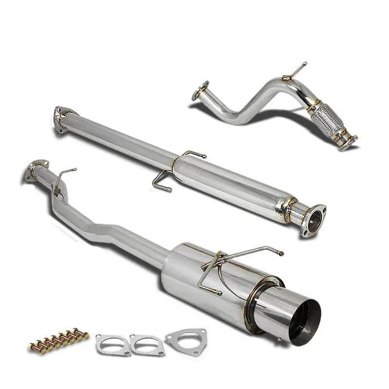 Exhaust Catback System 4.50" Round Muffler Tip With Silencer For 94-97 Honda Accord 2.2L (Cd5/Cd7) 1