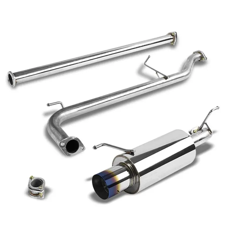 Exhaust Catback System 4.00" Round Burnt Muffler Tip W/Silencer For 98-02 Honda Accord 2.3 L4 (Usdm Cg 6Th Gen) 1