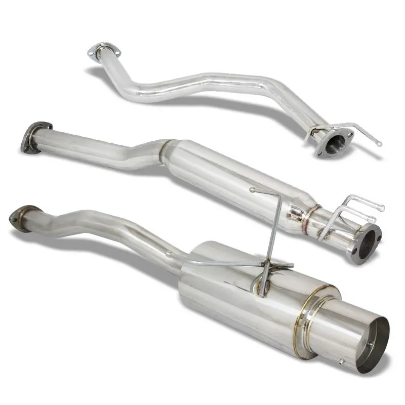 Exhaust Catback System 4.00" Round Muffler Tip For 01-05 Honda Civic Ex 1.7L Coupe/Sedan 1