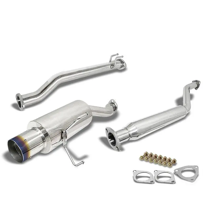 Exhaust Catback System 4.00" Burnt Muffler Tip With Silencer For 02-05 Honda Civic Si 2.0L Hatchback Ep3 1