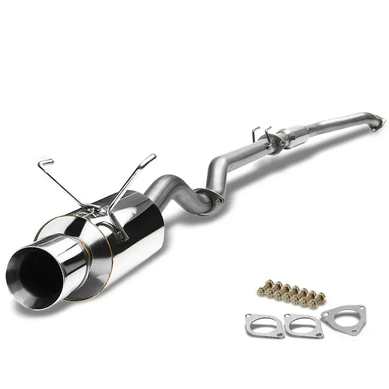 Catback Exhaust System 4" Roll Muffler Tip For 02-05 Honda Civic Si Hatchback Ep3 1