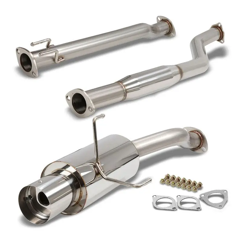 Exhaust Catback System 4.00" Muffler Tip With Silencer For 02-05 Honda Civic Si 2.0L Hatchback Ep3 1