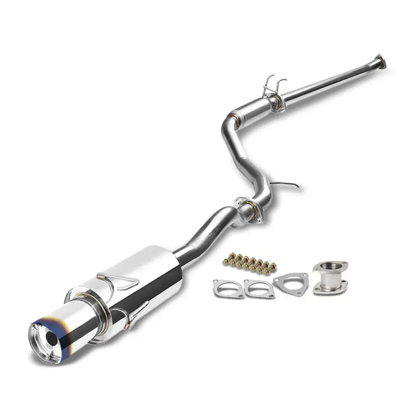 Exhaust Catback System 4.00" Round Burnt Muffler Tip For 06-11 Honda Civic R18a1 1.8L (Coupe Fg/Sedan Fa 8Th Gen) 1