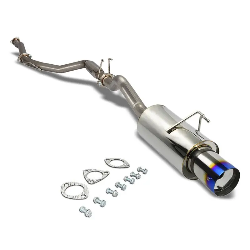 Catback Exhaust System 4" Round Burnt Muffler Tip For 06-11 Honda Civic Fg2 Si Coupe 2.0L Dohc 1