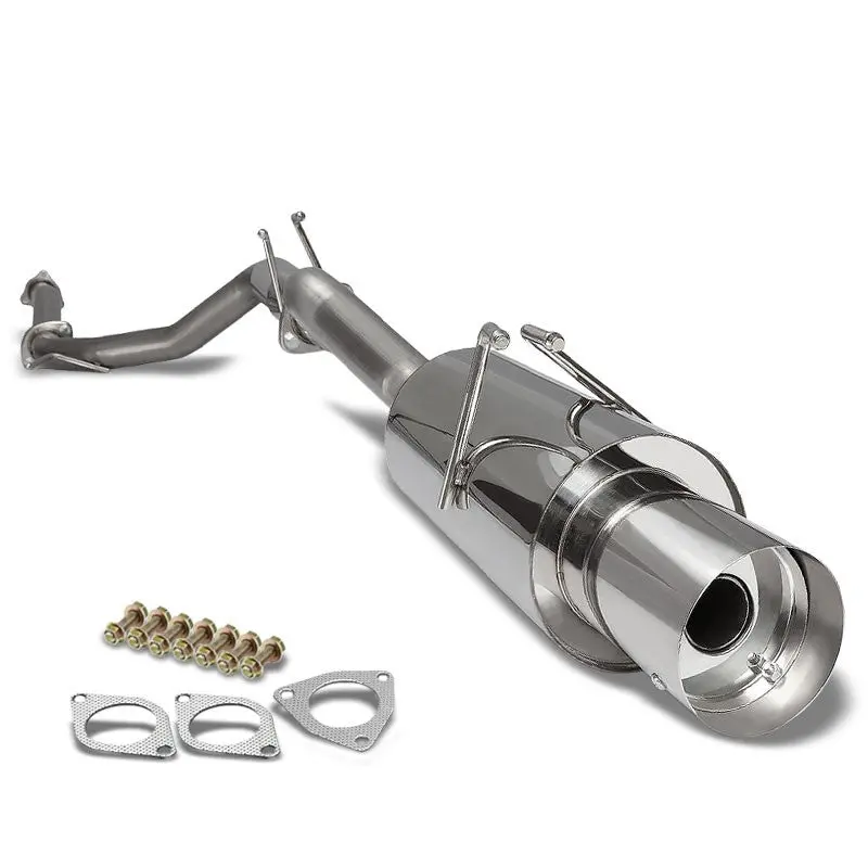 Catback Exhaust System 4" Round Muffler Tip For 06-11 Honda Civic Fg2 Si Coupe 2.0L Dohc 1