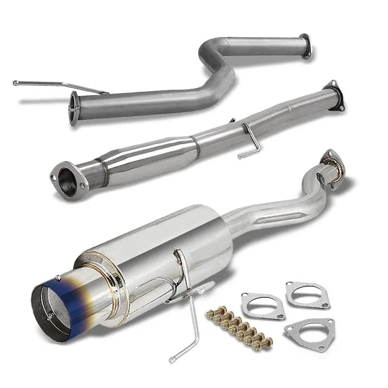 4.5" Burnt Muffler Tip Exhaust Catback System For 92-00 Honda Civic Coupe/Sedan 1