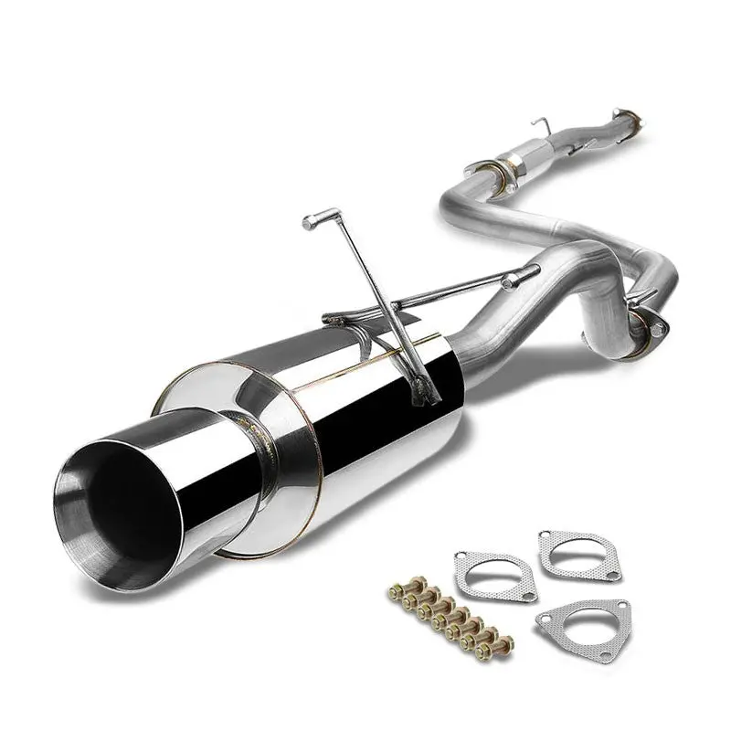 4" Roll Muffler Tip Exhaust Catback System For 92-00 Honda Civic Coupe/Sedan 1