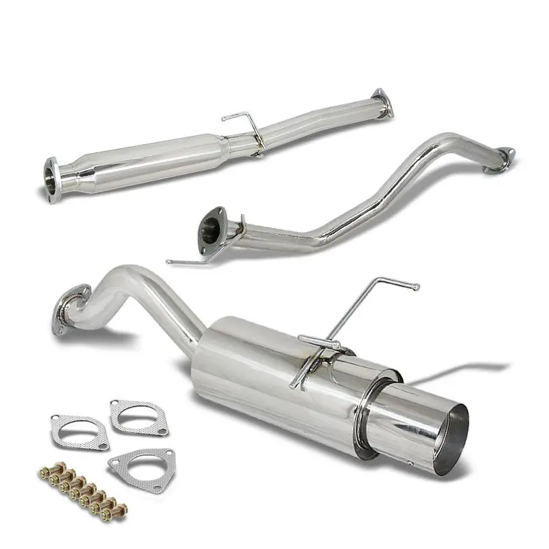 Catback Exhaust System 4.5" Round Muffler Tip For 96-00 Honda Civic Ej6/Ek9 Hatchback 1.6L Sohc 1