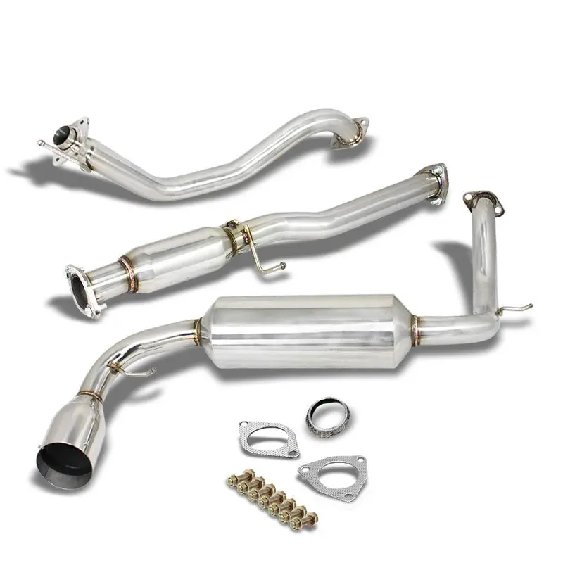 Catback Exhaust System 4.5" Round Slant Muffler Tip For 88-91 Honda Cr-X Ed8/Ed9 Base/Hf/Si 1.5L/1.6L Sohc 1