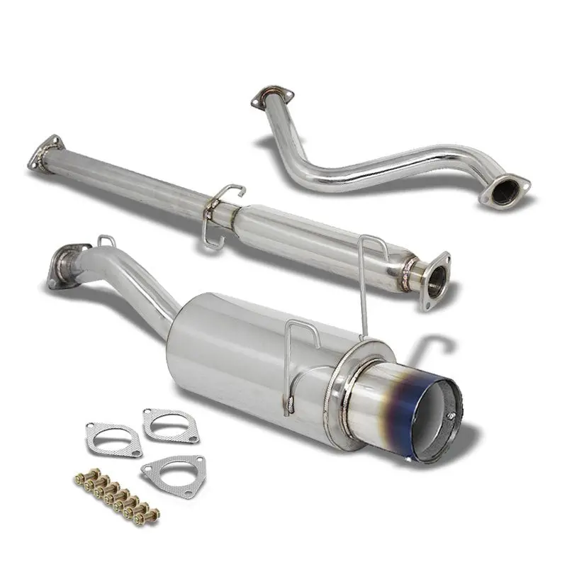 Exhaust Catback System 4.50" Round Burnt Muffler Tip For 93-97 Honda Civic Del Sol (Eg1/Eg2/Eh6) 1
