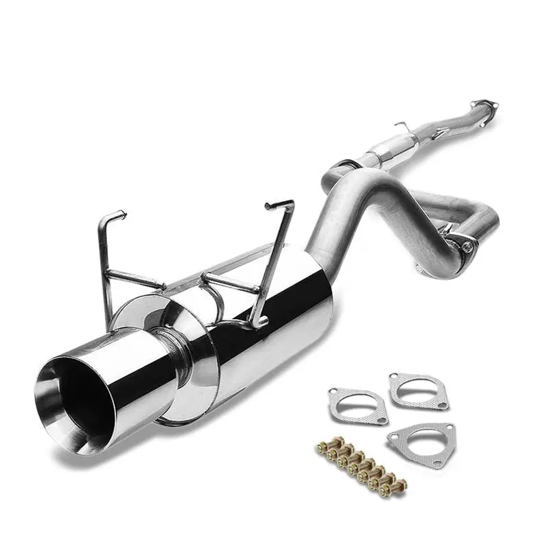 Catback Exhaust System 4" Round Roll Muffler Tip For 93-97 Honda Civic Del Sol Eg1/Eg2/Eh6 S/Si/Vtec 1.6L Sohc 1