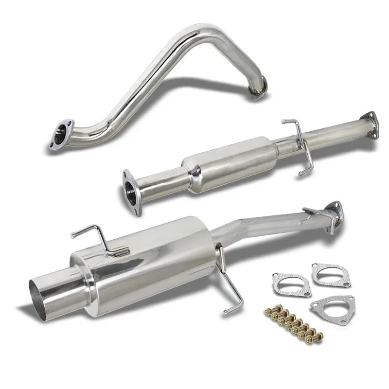 4" Muffler Tip Exhaust Catback System For 92-96 Honda Prelude 2.2L/2.3L Dohc 1