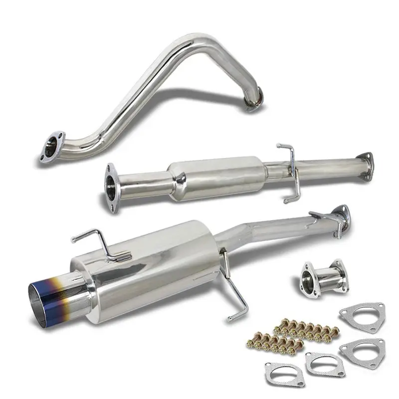 Exhaust Catback System 4.00" Round Burnt Muffler Tip For 97-01 Honda Prelude (Bb5-Bb9 5Th Gen) 1