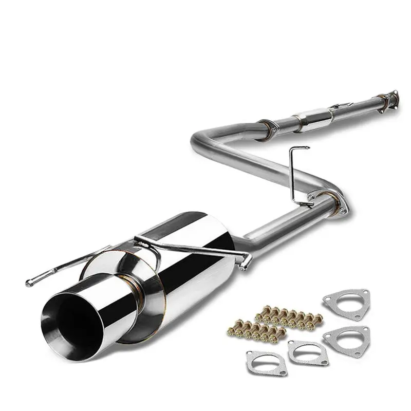 Exhaust Catback System 4.00" Round Rolled Muffler Tip For 97-01 Honda Prelude (Bb5-Bb9 5Th Gen) 1