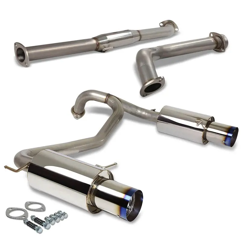Exhaust Catback System 4.00" Burnt Muffler Tip With Silencer For 03-06 Hyundai Tiburon V6 (Gk 2Nd Gen) 1