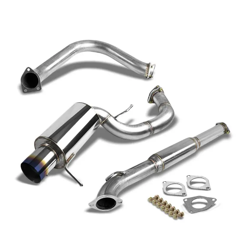 Exhaust Catback System 4.00" Burnt Muffler Tip With Silencer For 00-05 Mitsubishi Eclipse 3.0L V6 (3Rd Gen) 1