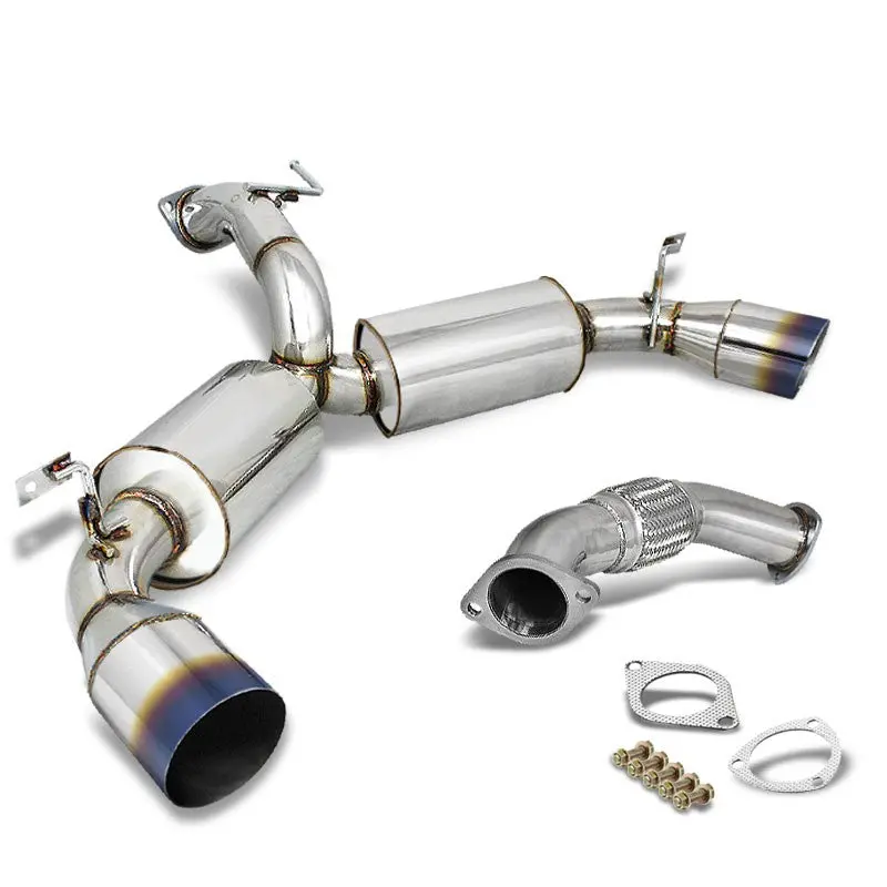 4.5" Dual Slant Burnt Muffler Tip Exhaust Catback System For 91-95 Mr2 Turbo 1