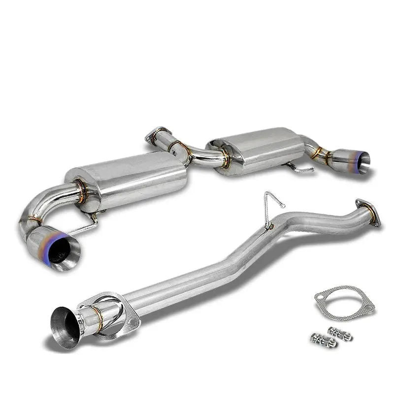 Catback Exhaust System 3.5" Dual Round Burnt Muffler Tip For 04-11 Mazda Rx-8 1.3L R2 1