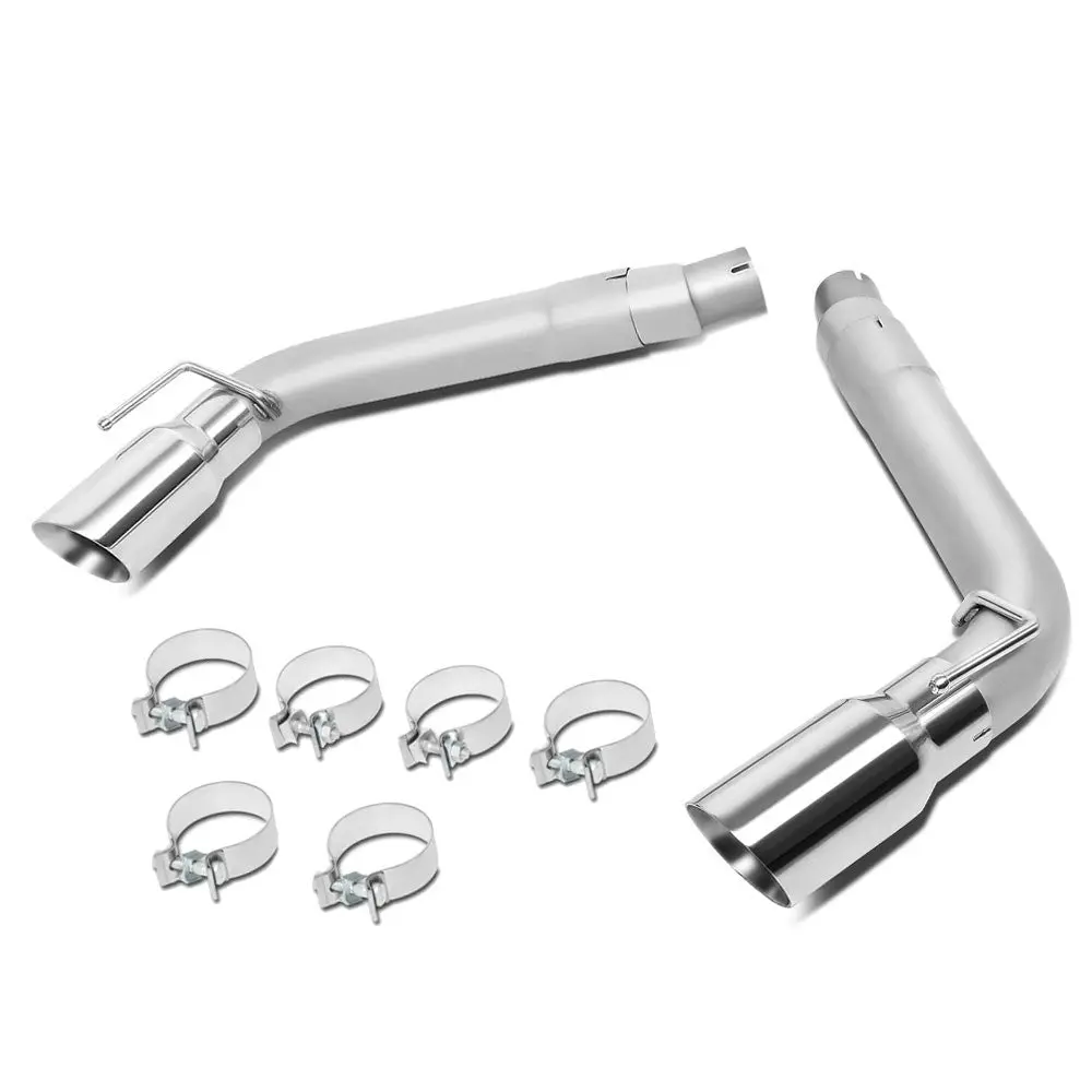 Exhaust Axleback System 4" Od Round Diagonal Cut Tip For 10-15 Chevrolet Camaro 3.6L 6.2L 7.0L W/O Gm Ground Effect Kit 1