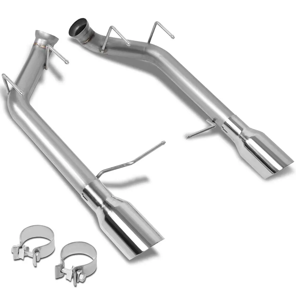 Exhaust Axleback System 4.00" Od Double Walled Round Diagonal Cut Tip For 11-14 Ford Mustang 5.0L / 5.4L 1